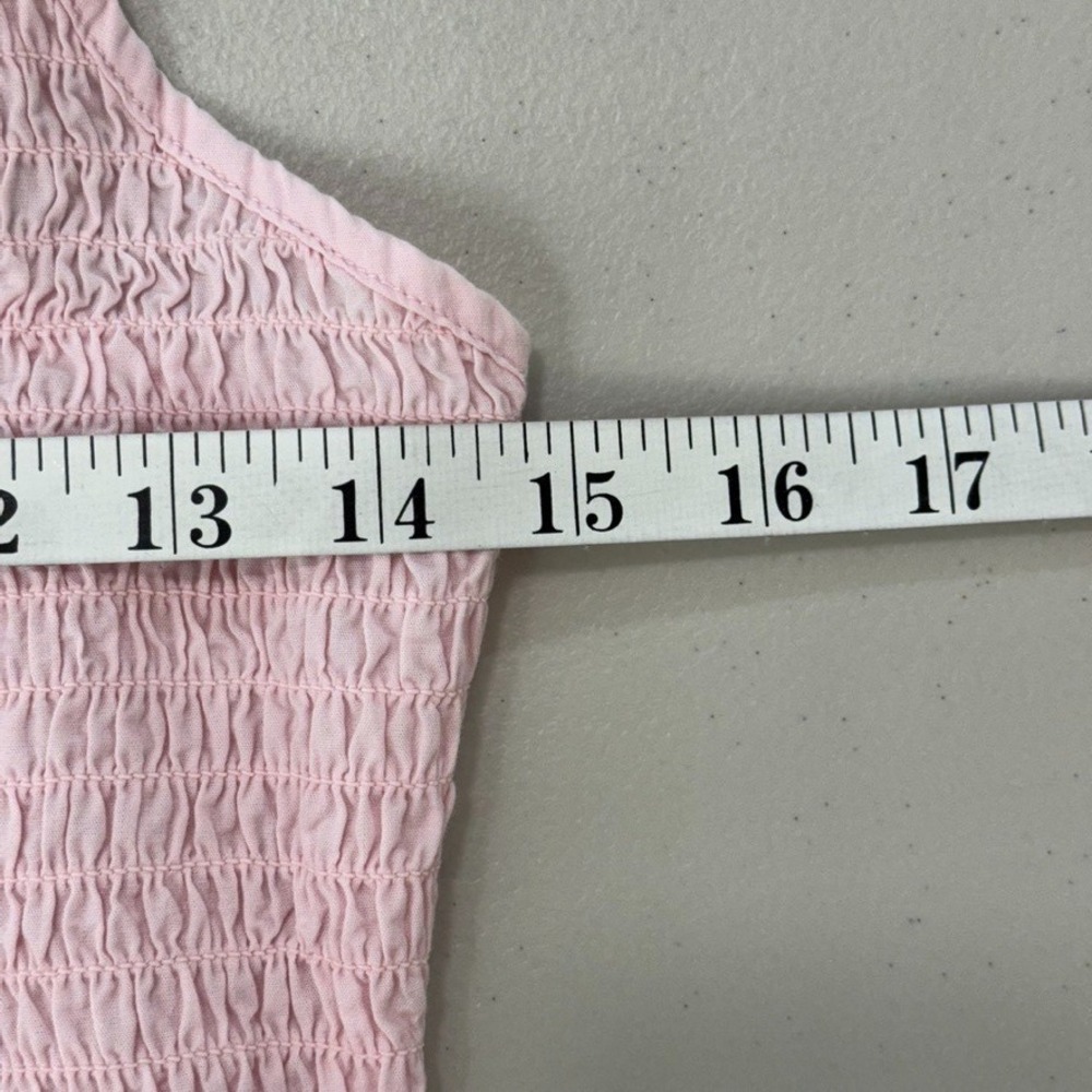 Free People Lyla Smocked Mini Dress‎ Women's M Pink Cross Tie Back - Picture 9 of 11